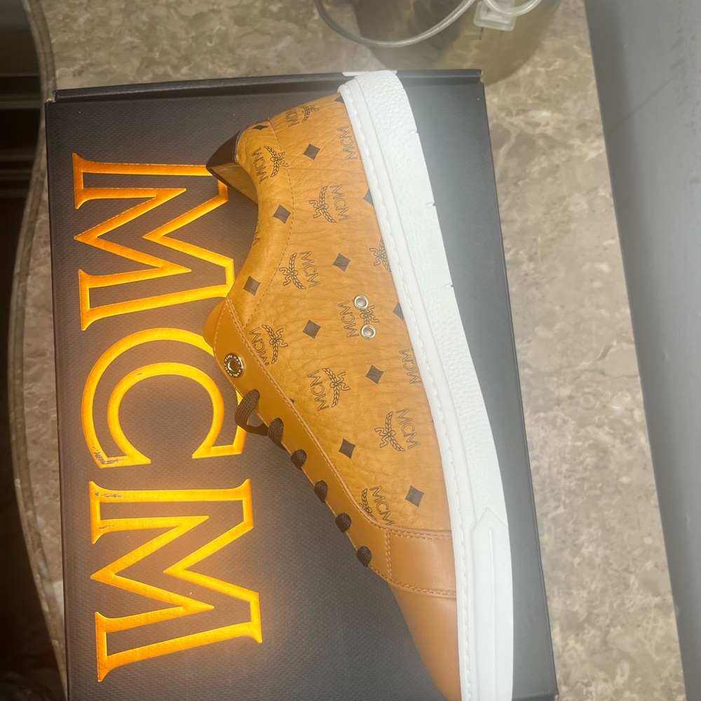 MCM Cognac Leather Sneakers